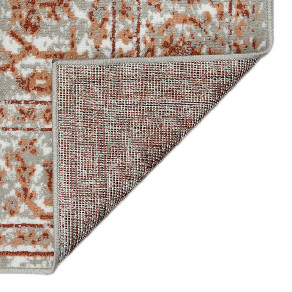 AMER Rugs Alpine Fany ALP-9 Power-Loomed Machine Made Polypropylene Classic Bordered Rug Orange/Gray 7'10" x 10'2"