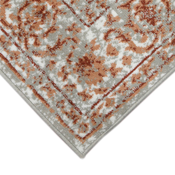 AMER Rugs Alpine Fany ALP-9 Power-Loomed Machine Made Polypropylene Classic Bordered Rug Orange/Gray 7'10" x 10'2"