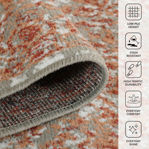 Amer Rugs Alpine Classic Bordered Power-loom Area Rug - Stylish, Durable Design For Any Interior Space Gray,Orange Polypropylene Alp992122