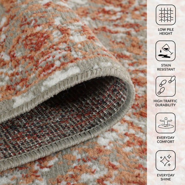 Amer Rugs Alpine Classic Bordered Power-loom Area Rug - Stylish, Durable Design For Any Interior Space Gray,Orange Polypropylene Alp992122