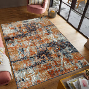 Amer Rugs Allure Contemporary Power-loom Area Rug - Durable, Stylish Design For High-traffic Spaces Ivory Orange Polypropylene Alu135176