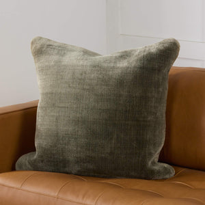 Jaipur Living Jaipur Living Allura Hand Loomed Viscose Pillow Cover with Washed Linen Back Taupe 20" Square PLC102620
