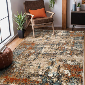 Amer Rugs Allure Contemporary Power-loom Area Rug - Durable, Stylish Design For High-traffic Spaces Beige,Rust Polypropylene Alu115176
