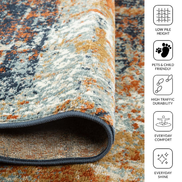 Amer Rugs Allure Contemporary Power-loom Area Rug - Durable, Stylish Design For High-traffic Spaces Ivory Orange Polypropylene Alu135176