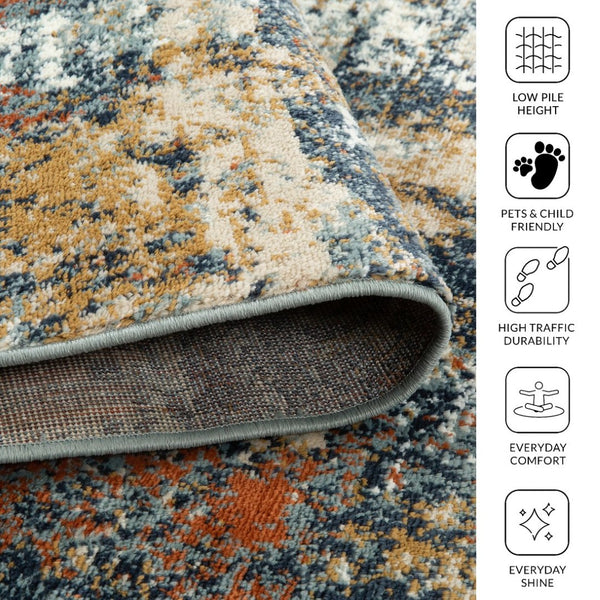 Amer Rugs Allure Contemporary Power-loom Area Rug - Durable, Stylish Design For High-traffic Spaces Ivory Rust Polypropylene Alu140203