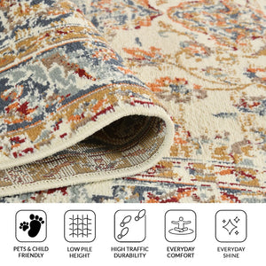 Amer Rugs Allure Classic Medallion Area Rug - Stylish Power-loomed Design For High-traffic Spaces And Comfort Ivory,Navy Blue Polypropylene Alu35176