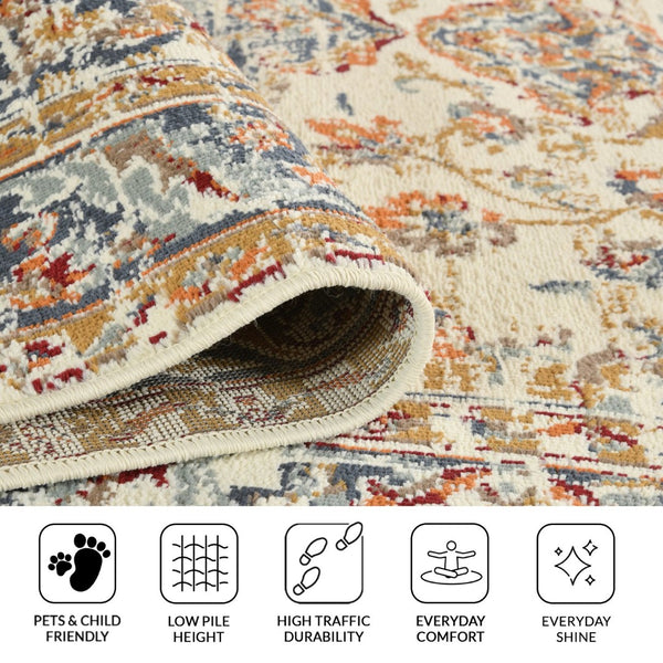 Amer Rugs Allure Classic Medallion Area Rug - Stylish Power-loomed Design For High-traffic Spaces And Comfort Ivory,Navy Blue Polypropylene Alu35176