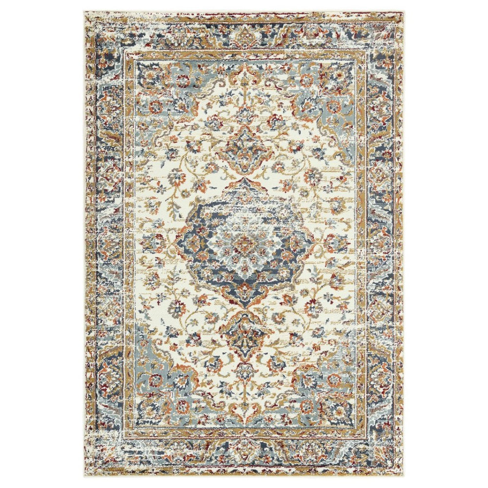 Amer Rugs Allure Classic Medallion Area Rug - Stylish Power-loomed Design For High-traffic Spaces And Comfort Ivory,Navy Blue Polypropylene Alu35176