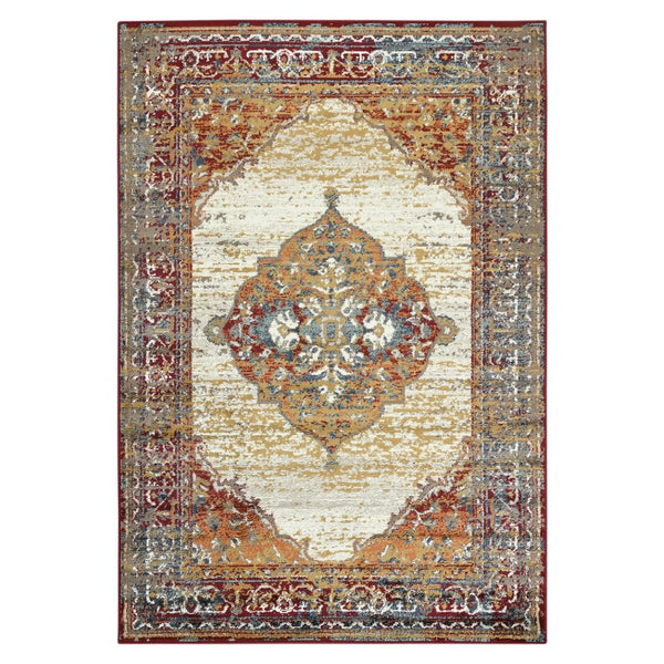 Amer Rugs Allure Classic Medallion Area Rug - Stylish Power-loomed Design For High-traffic Spaces And Comfort Beige,Red Polypropylene Alu40203