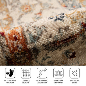 Amer Rugs Allure Classic Bordered Power-loom Area Rug – Durable, Stylish, And Perfect For High-traffic Spaces Ivory,Multi Polypropylene Alu55176