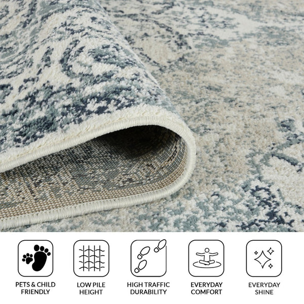 Amer Rugs Allure Classic Medallion Area Rug - Stylish Power-loomed Design For High-traffic Spaces And Comfort Ivory,Blue Polypropylene Alu60203