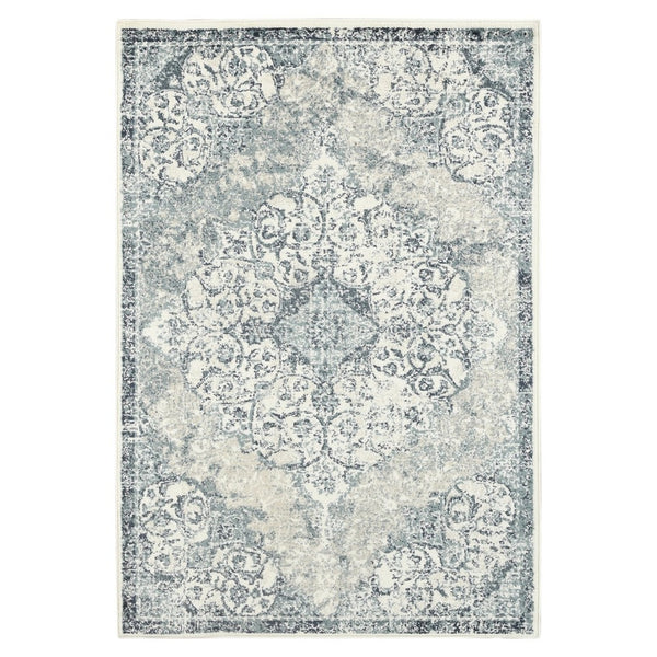 Amer Rugs Allure Classic Medallion Area Rug - Stylish Power-loomed Design For High-traffic Spaces And Comfort Ivory,Blue Polypropylene Alu60203