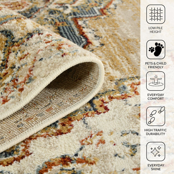 Amer Rugs Allure Classic Medallion Area Rug - Stylish Power-loomed Design For High-traffic Spaces And Comfort Gold,Beige Polypropylene Alu70203