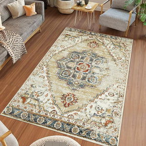 Amer Rugs Allure Classic Medallion Area Rug - Stylish Power-loomed Design For High-traffic Spaces And Comfort Gold,Beige Polypropylene Alu70203