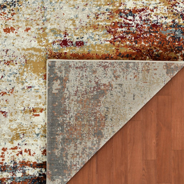 Amer Rugs Allure Contemporary Power-loom Area Rug - Durable, Stylish Design For High-traffic Spaces Ivory,Orange Polypropylene Alu90203