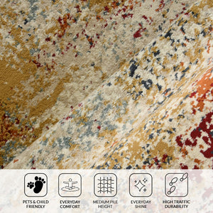 Amer Rugs Allure Contemporary Power-loom Area Rug - Durable, Stylish Design For High-traffic Spaces Ivory,Orange Polypropylene Alu90203