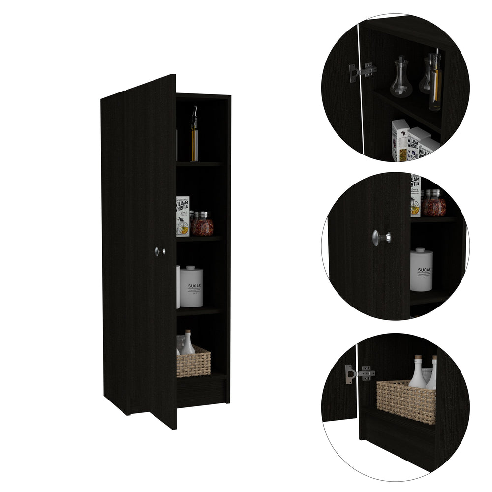 English Elm Belleria Slim 47" Single Door Pantry Cabinet with Four Shelves for Narrow Kitchens, Mudrooms, Garage Black 51.2 L x 28 W x 3.1 H B07091832