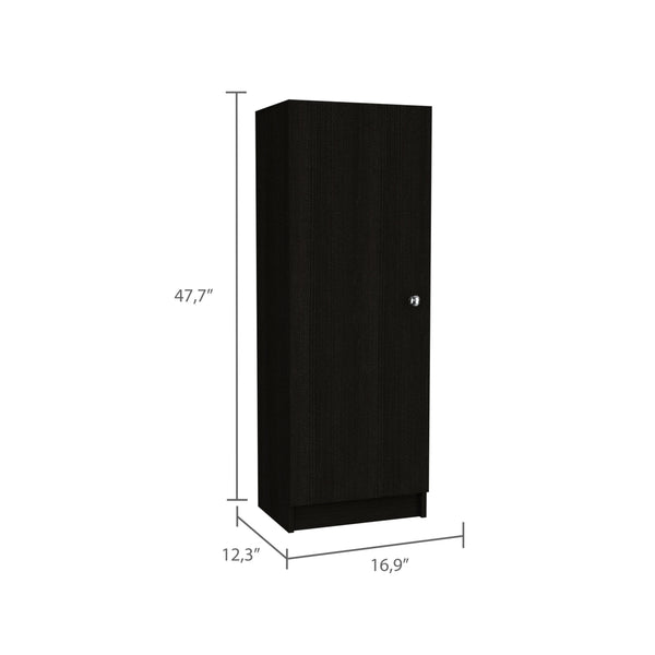 English Elm Belleria Compact Single Door Pantry Cabinet with Four Shelves for Narrow Spaces and Mudroom Storage Black 51.2 L x 28 W x 3.1 H B20091832