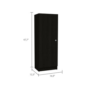 English Elm Belleria Slim 47" Single Door Pantry Cabinet with Four Shelves for Narrow Kitchens, Mudrooms, Garage Black 51.2 L x 28 W x 3.1 H B07091832