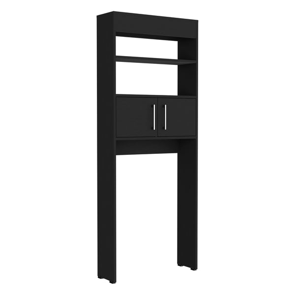 English Elm Madrid Sleek Over-Toilet Cabinet in Black with Double Doors, Two Shelves and Space-Saving Design B07091940