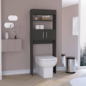 English Elm Madrid Sleek Over-Toilet Cabinet in Black with Double Doors, Two Shelves and Space-Saving Design B07091940