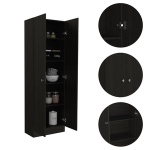 English Elm Multistorage Pantry Cabinet with Five Adjustable Shelves and Double Doors for Organized Storage Black 77.6 L x 17.3 W x 5.1 H B07091964