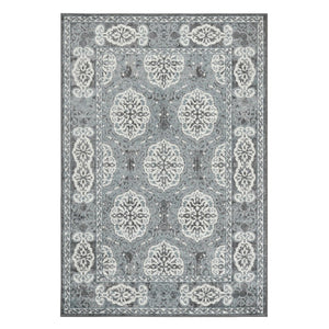 Amer Rugs Alexandria Classic Bordered Power-loom Rug - Durable Comfort In Contemporary Farmhouse Design Steel Blue Polypropylene Alx100203