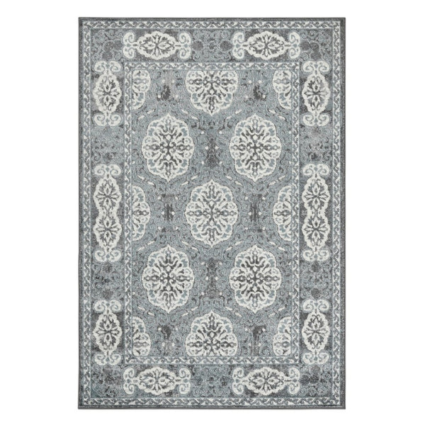 Amer Rugs Alexandria Classic Bordered Power-loom Rug - Durable Comfort In Contemporary Farmhouse Design Steel Blue Polypropylene Alx100203