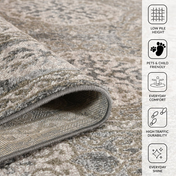 Amer Rugs Alexandria Classic Bordered Power-loom Rug - Durable Comfort In Contemporary Farmhouse Design Walnut Polypropylene Alx110206