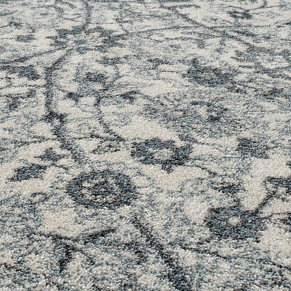 AMER Rugs Alexandria Ivey ALX-24 Power-Loomed Machine Made Polypropylene Transitional Floral Rug Light Blue 6'7" x 6'7"R