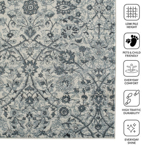 Amer Rugs Alexandria Classic Floral Power-loom Area Rug - Elevate Your Home With Timeless Style And Comfort Light Blue Polypropylene Alx240406