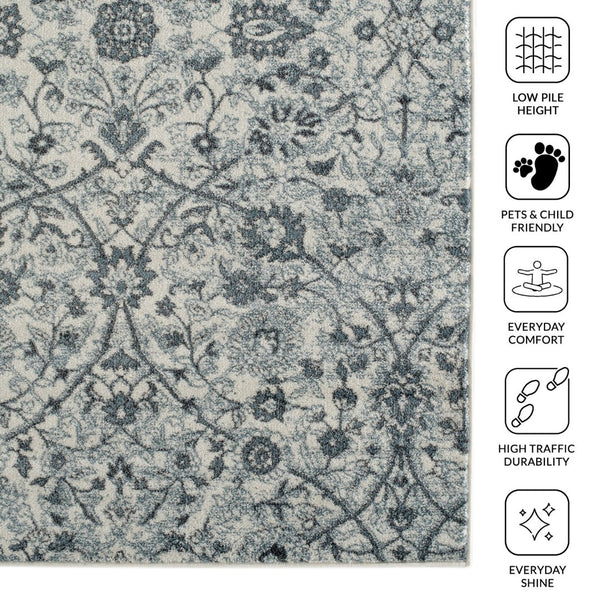 Amer Rugs Alexandria Classic Floral Power-loom Area Rug - Elevate Your Home With Timeless Style And Comfort Light Blue Polypropylene Alx240406