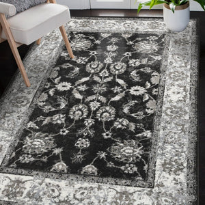 Amer Rugs Alexandria Classic Bordered Power-loom Rug - Durable Comfort In Contemporary Farmhouse Design Black,Ivory Polypropylene Alx440406