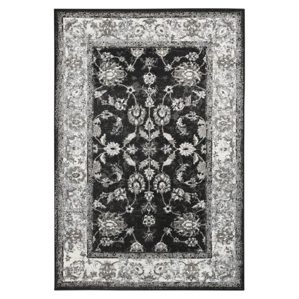 Amer Rugs Alexandria Classic Bordered Power-loom Rug - Durable Comfort In Contemporary Farmhouse Design Black,Ivory Polypropylene Alx440406