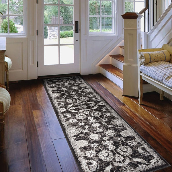 Amer Rugs Alexandria Classic Bordered Power-loom Rug - Durable Comfort In Contemporary Farmhouse Design Black,Ivory Polypropylene Alx4426103