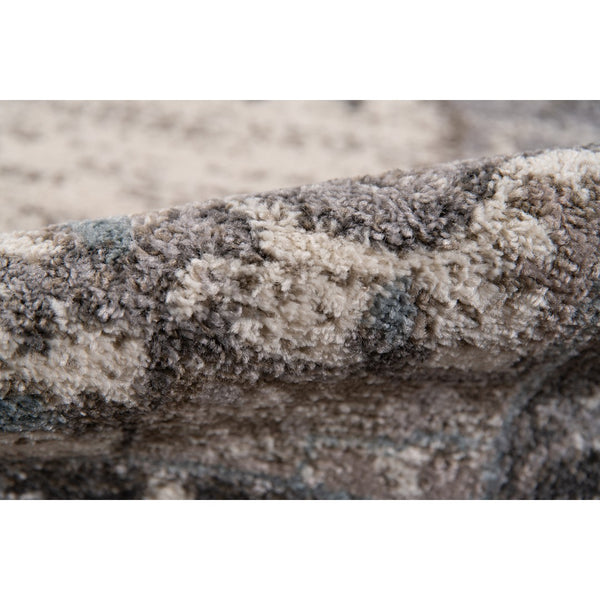 AMER Rugs Alexandria Earley ALX-51 Power-Loomed Machine Made Polypropylene Transitional Medallion Rug Taupe 6'7" x 6'7"R