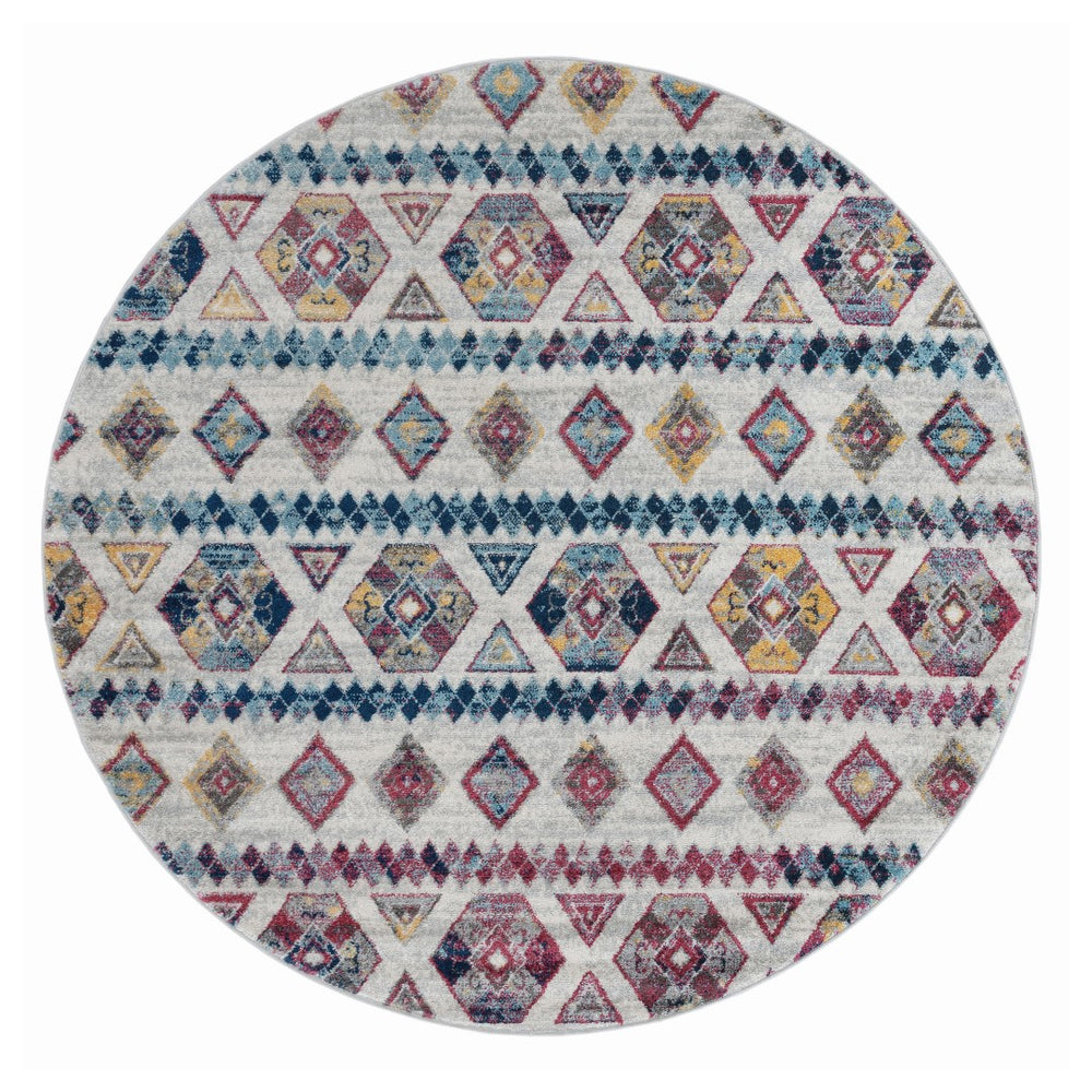 AMER Rugs Alexandria Tijera ALX-80 Power-Loomed Machine Made Polypropylene Transitional Geometric Rug Multicolor 6'7" x 6'7"R