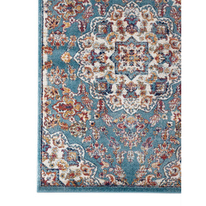 AMER Rugs Alexandria Prescott ALX-81 Power-Loomed Machine Made Polypropylene Transitional Medallion Rug Blue 6'7" x 6'7"R