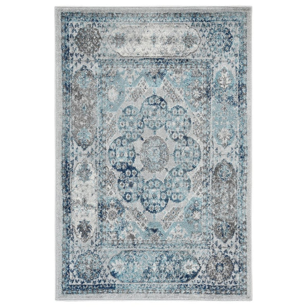 Amer Rugs Alexandria Classic Bordered Power-loom Rug - Durable Comfort In Contemporary Farmhouse Design Gray,Sea Blue Polypropylene Alx830203