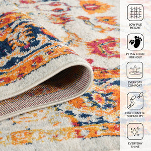 Amer Rugs Alexandria Classic Bordered Power-loom Rug - Durable Comfort In Contemporary Farmhouse Design Ivory,Gold Polypropylene Alx8426103