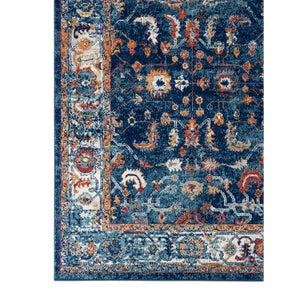 AMER Rugs Alexandria Cochise ALX-85 Power-Loomed Machine Made Polypropylene Transitional Bordered Rug Blue 6'7" x 6'7"R