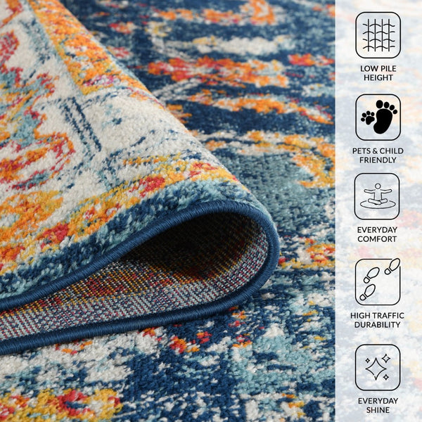 Amer Rugs Alexandria Classic Bordered Power-loom Rug - Durable Comfort In Contemporary Farmhouse Design Navy Polypropylene Alx855176