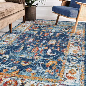 Amer Rugs Alexandria Classic Bordered Power-loom Rug - Durable Comfort In Contemporary Farmhouse Design Navy Polypropylene Alx855176