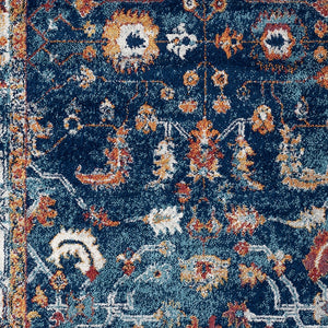 AMER Rugs Alexandria Cochise ALX-85 Power-Loomed Machine Made Polypropylene Transitional Bordered Rug Blue 6'7" x 6'7"R