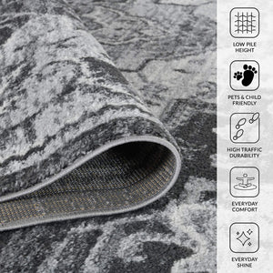 Alexandria Medallion Power Loomed Polypropylene Rug Transitional Style for Living Rooms Hallways
