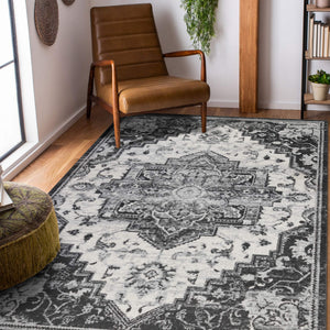 AMER Rugs Alexandria Medallion Power Loomed Polypropylene Rug Transitional Style for Living Rooms Hallways 5'1" X 7'6" ALX885176