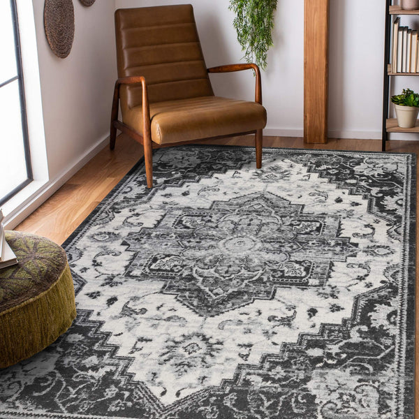 AMER Rugs Alexandria Medallion Power Loomed Polypropylene Rug Transitional Style for Living Rooms Hallways 5'1" X 7'6" ALX885176
