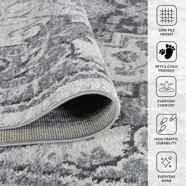 Alexandria Medallion Transitional Polypropylene Rug for Living Rooms and High Traffic Areas