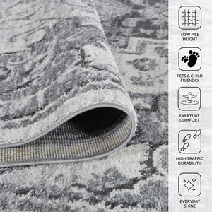 Alexandria Medallion Transitional Polypropylene Rug for Living Rooms and High Traffic Areas