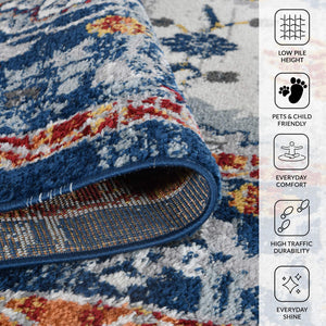 Alexandria Floral Oriental Polypropylene Rug for Living Room Hallway or Dining Spaces